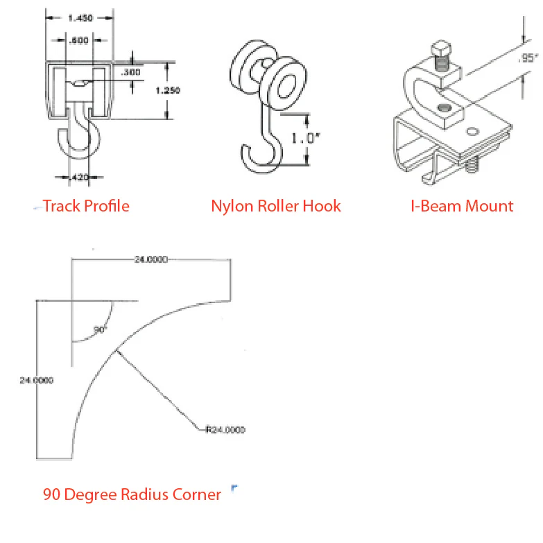 Industrial Curtain Track Hardware - Beam Flange Mount - Image 3